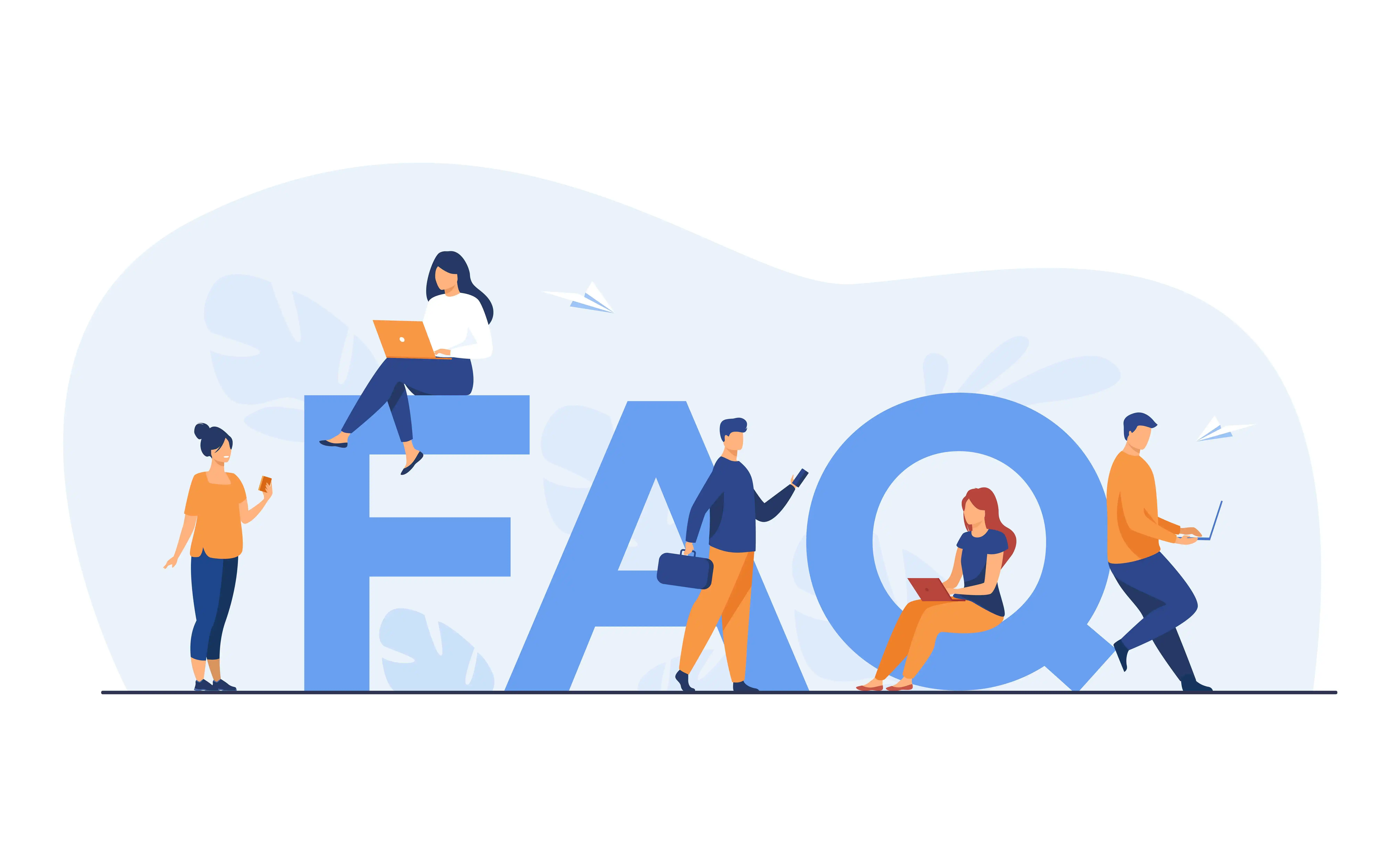 faq boy with logos